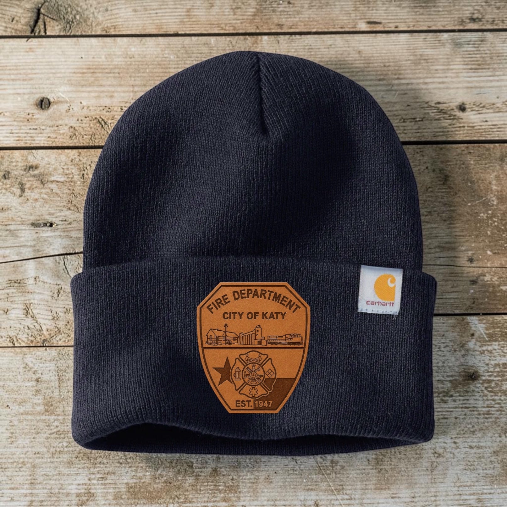 Leather Patch Beanie by Anchor Point Threads