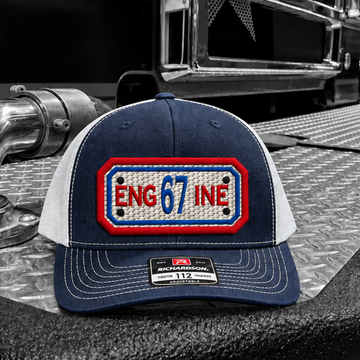 Backstep Hose Hat with an ENG 67 fire hose patch on the front