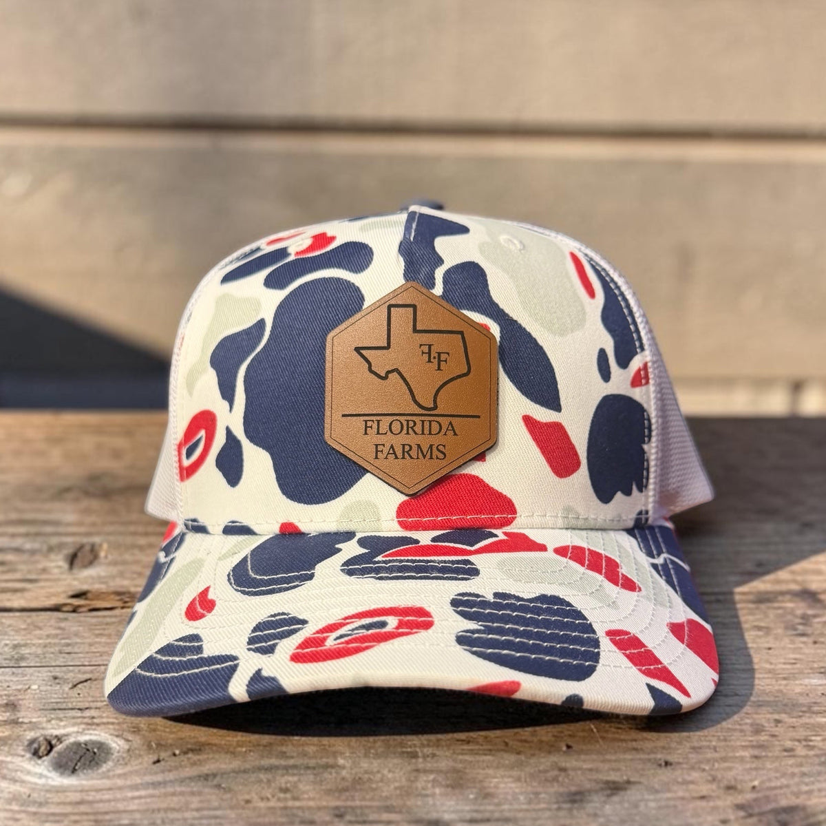 Custom Leather Patch Hats by Anchor Point Threads for Florida Farms